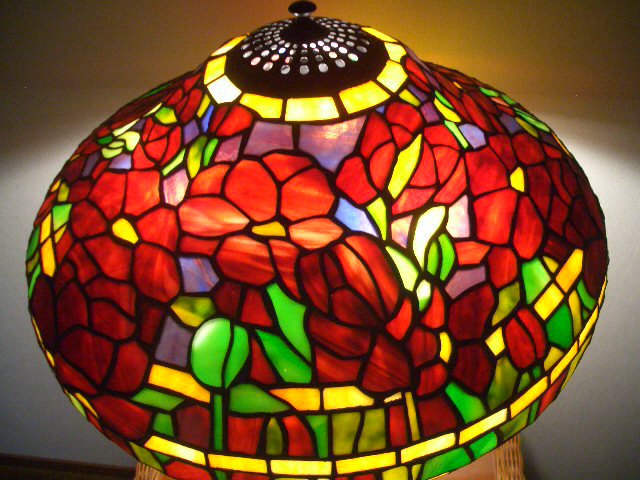 ステンドグラス（大）スタンド 赤＆黄 ステンドグラス インテリア