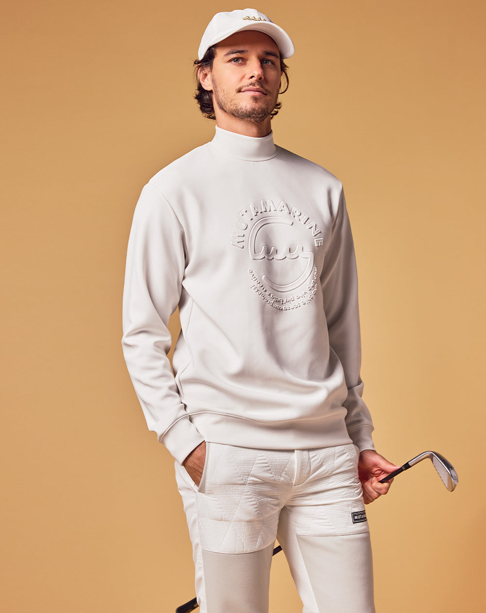 エンボス スムースダンボール モックネックプルオーバー [全3色