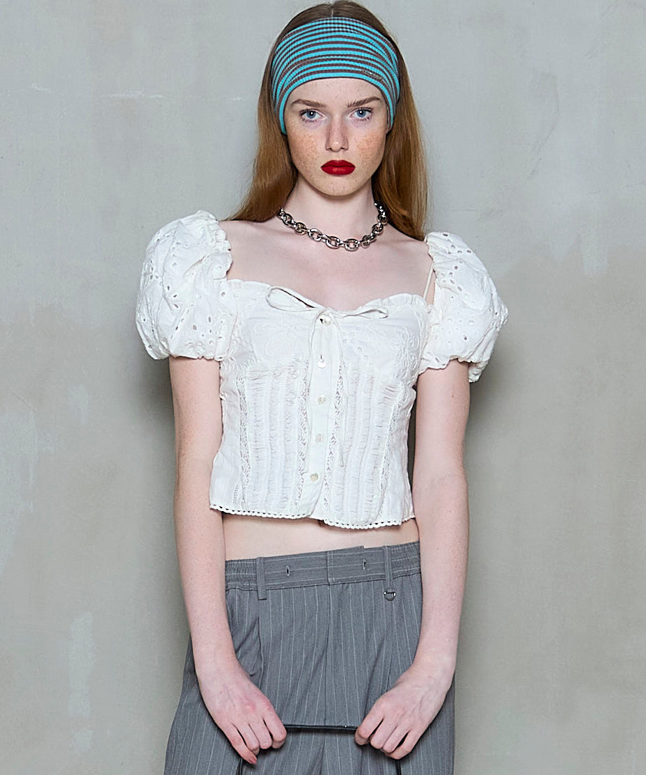 2way Cotton Puff Sleeve Bustier