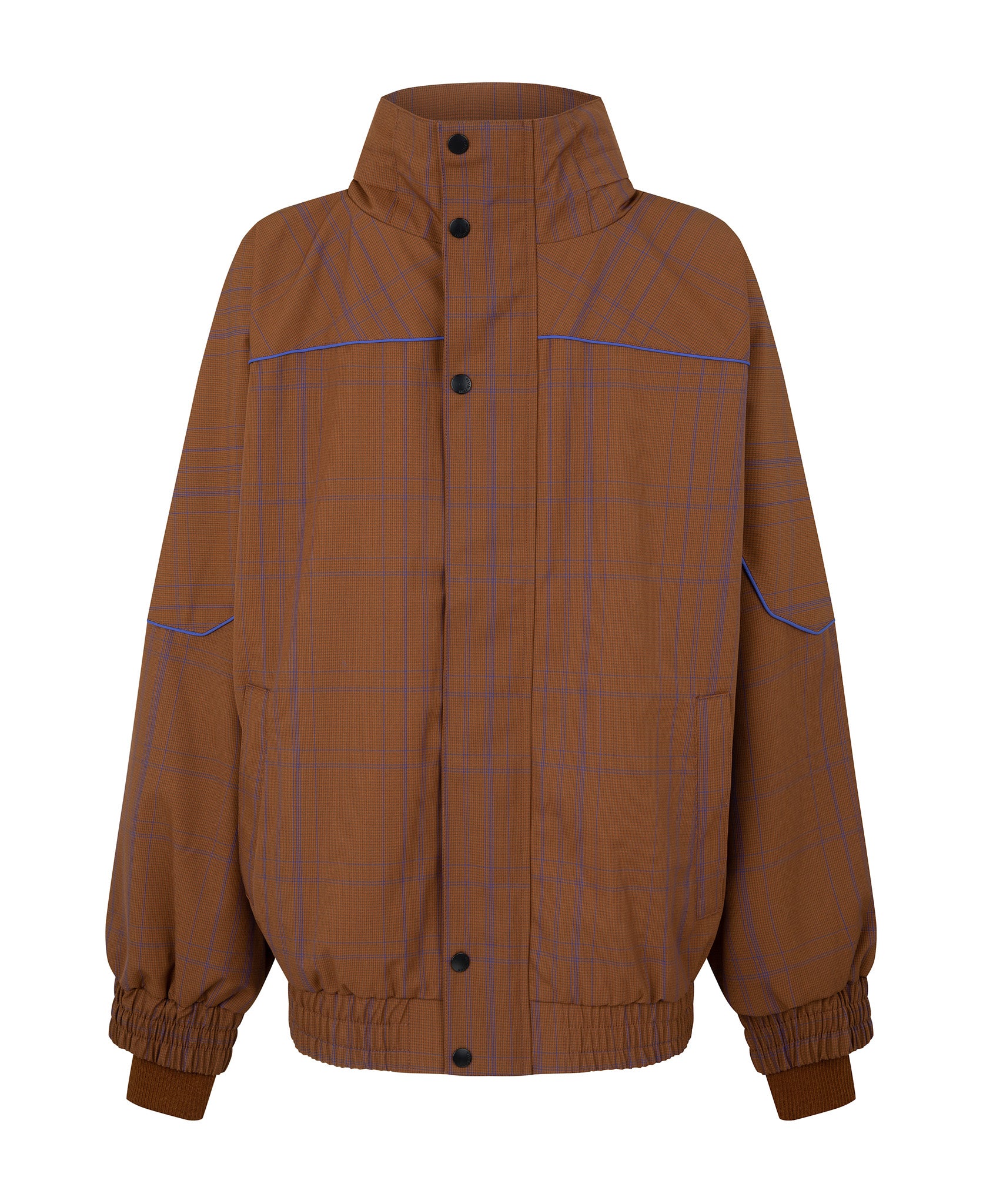 WOOL CHECK WINDBREAKER - BRONZE & LAPIS | NAGNATA