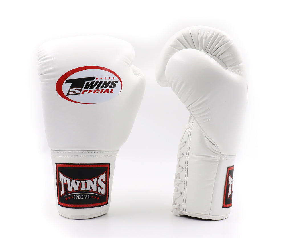 Twins Special Boxing Gloves Lace Up BGLL 1 White | Nak Muay Training