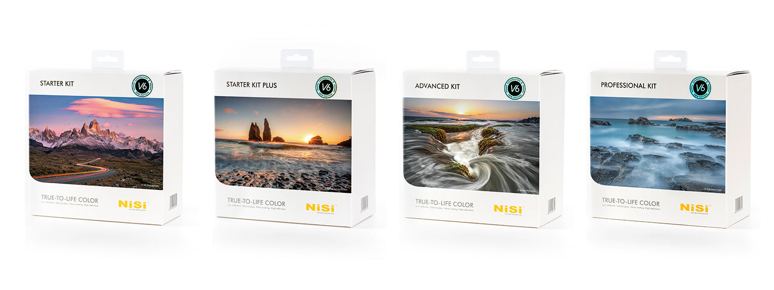 角型フィルターホルダーとフィルターをセットにした 「V6キット」4種を