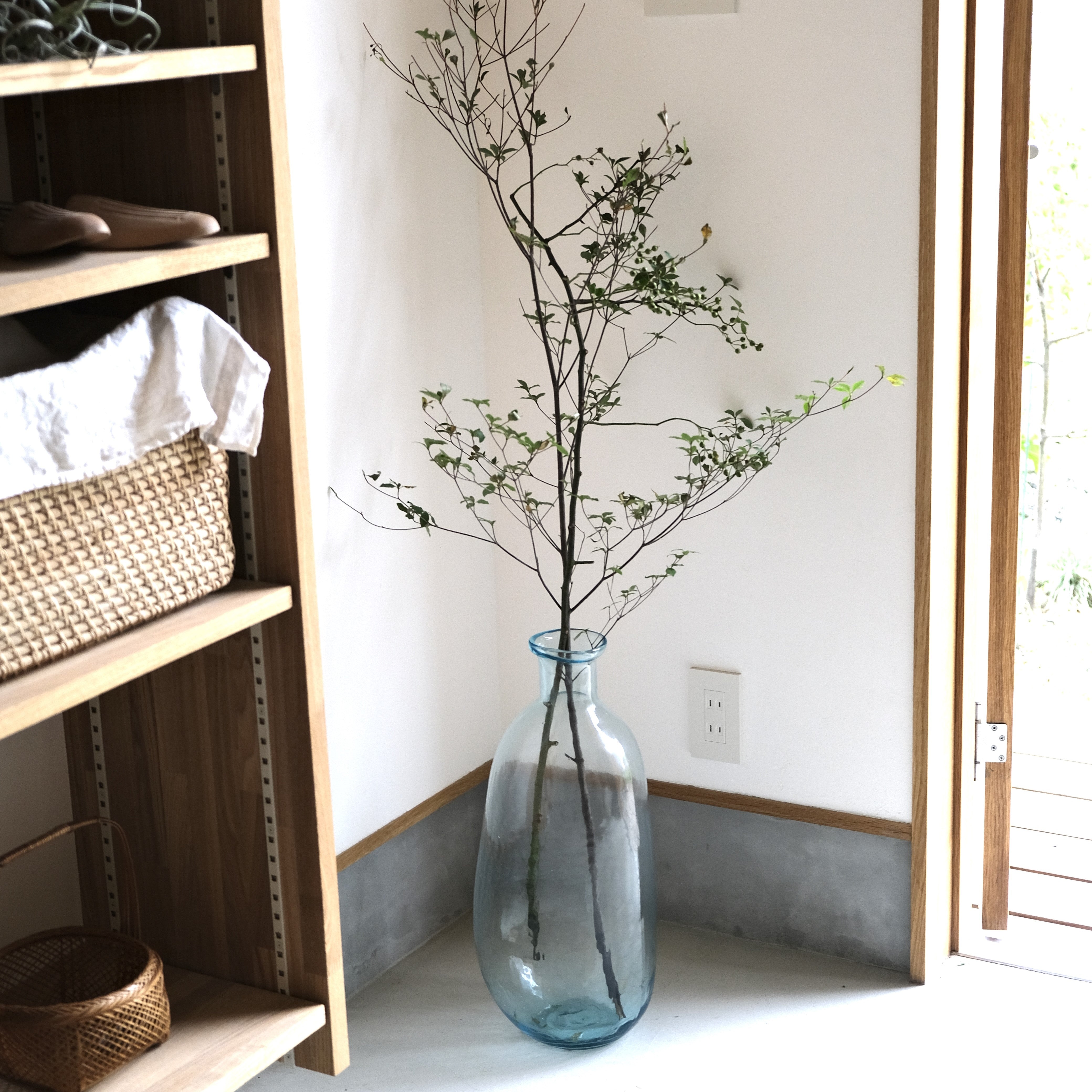 ガラス花瓶｜床置き｜海いろ｜枝物｜うみいろ大壺_L＠鉢の専門店onajimi