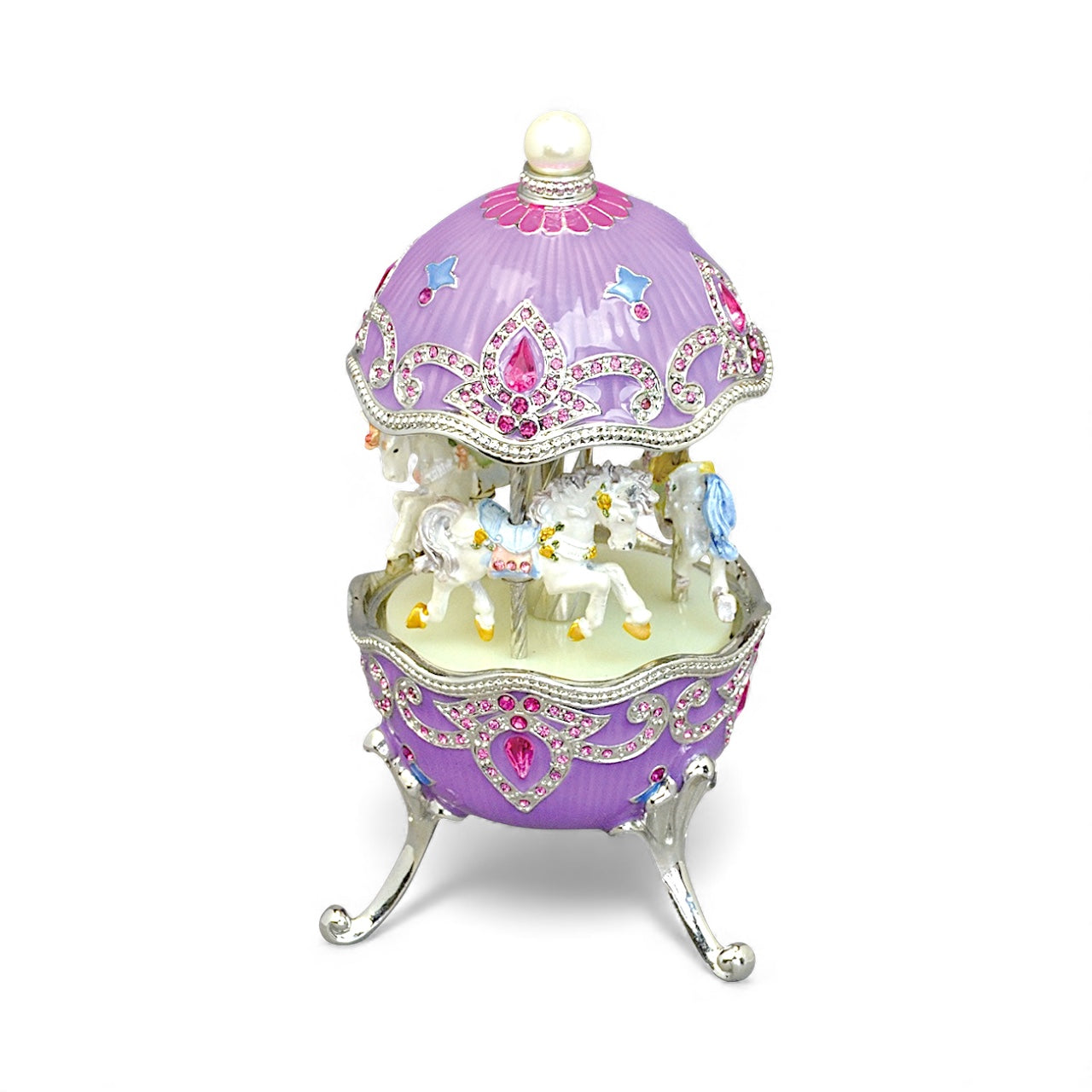 YA715C】ピューター メリーゴーランド パープル – オルゴールギャラリー