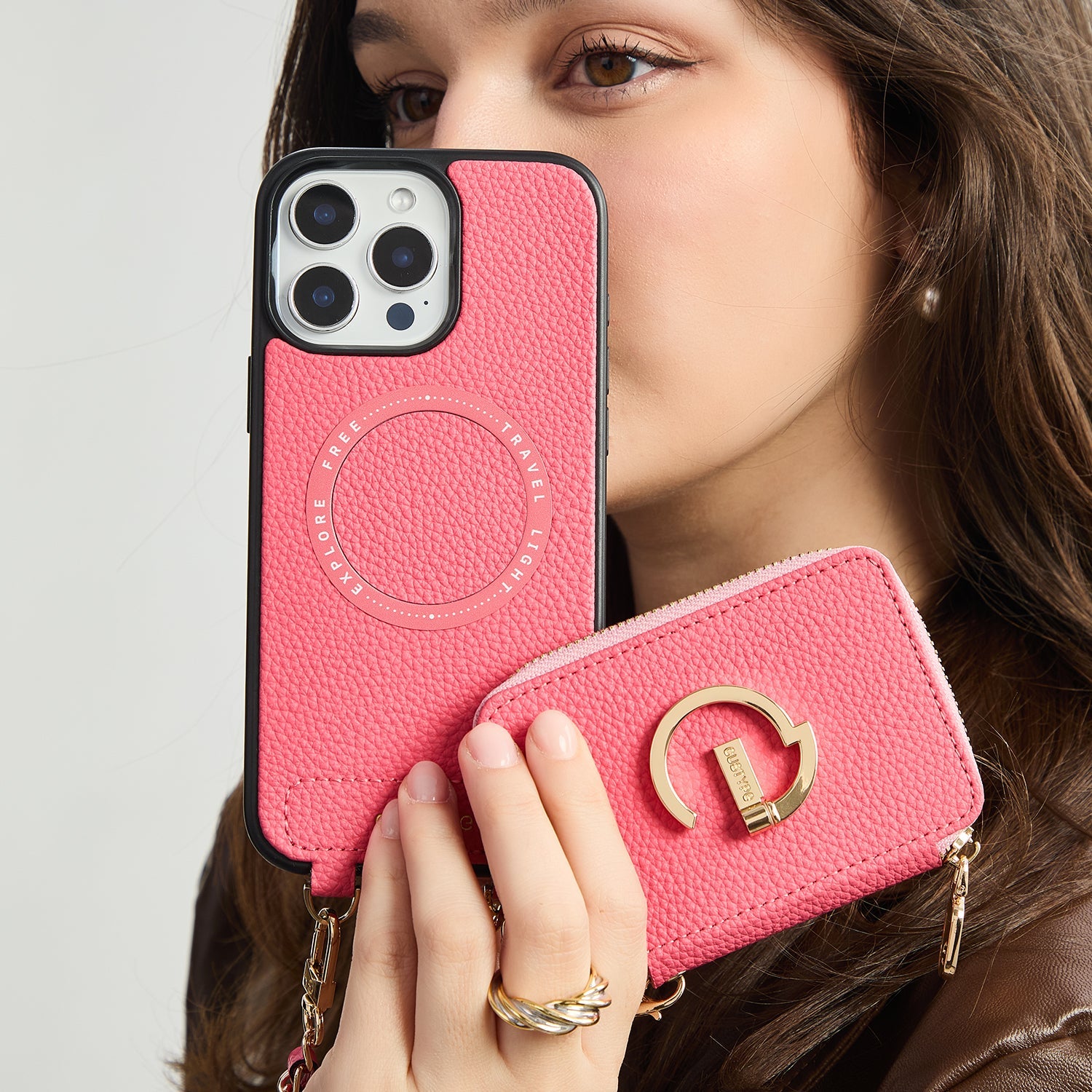 Custype クロスボディ iPhone 16 Pro ケース ストラップとカード