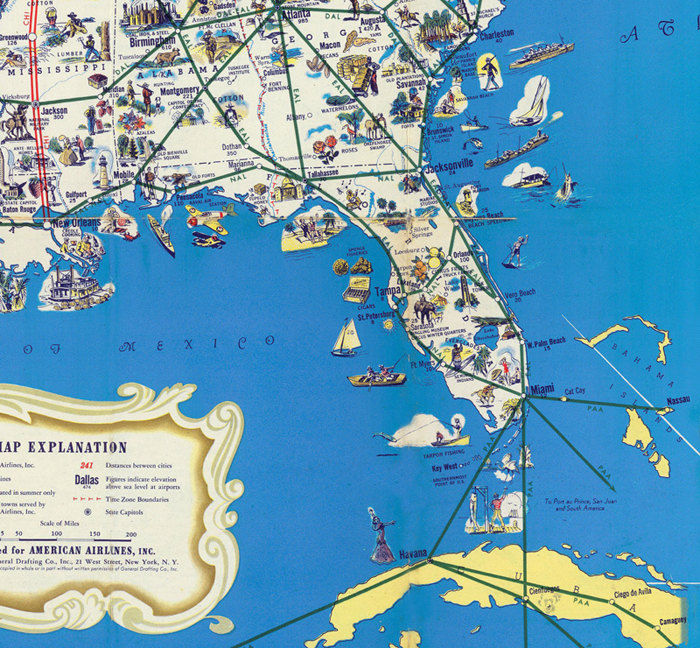 Old Map of United States of America 1945 Vintage Map Wall Map