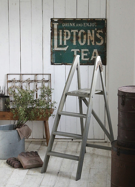 イギリスアンティーク家具 ラダー（はしご） ブルーグレーペイント