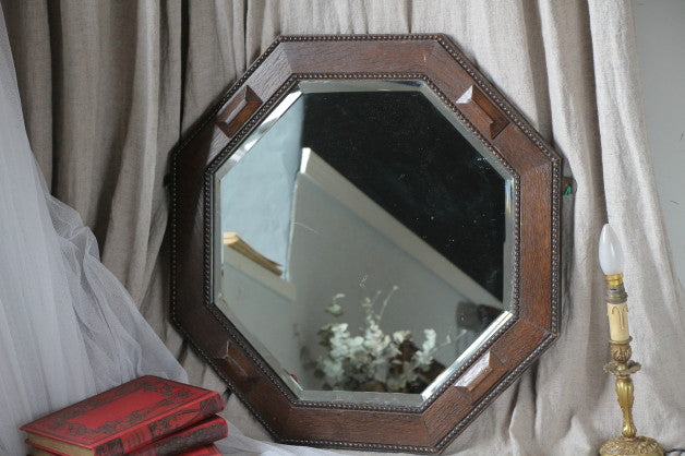 風水でも人気の八角形1930年代オークミラー（鏡） イギリス
