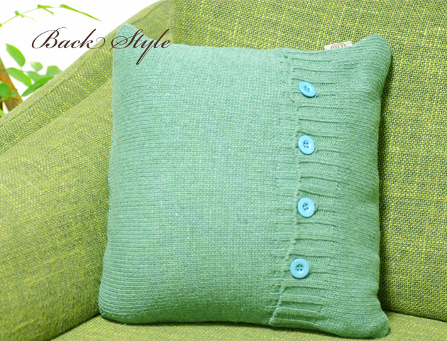 LETTO ニット デザイン編み クッションカバー フォレストグリーン 45cm角