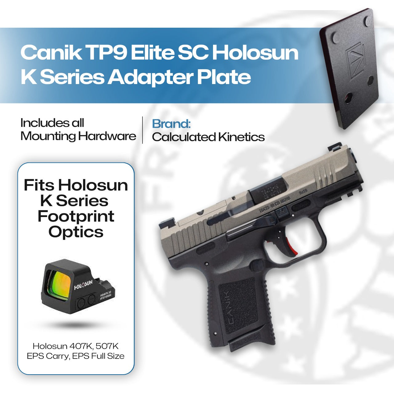 Canik TP9 Elite SC Holosun 407K/507K/EPS Carry Adapter Plate