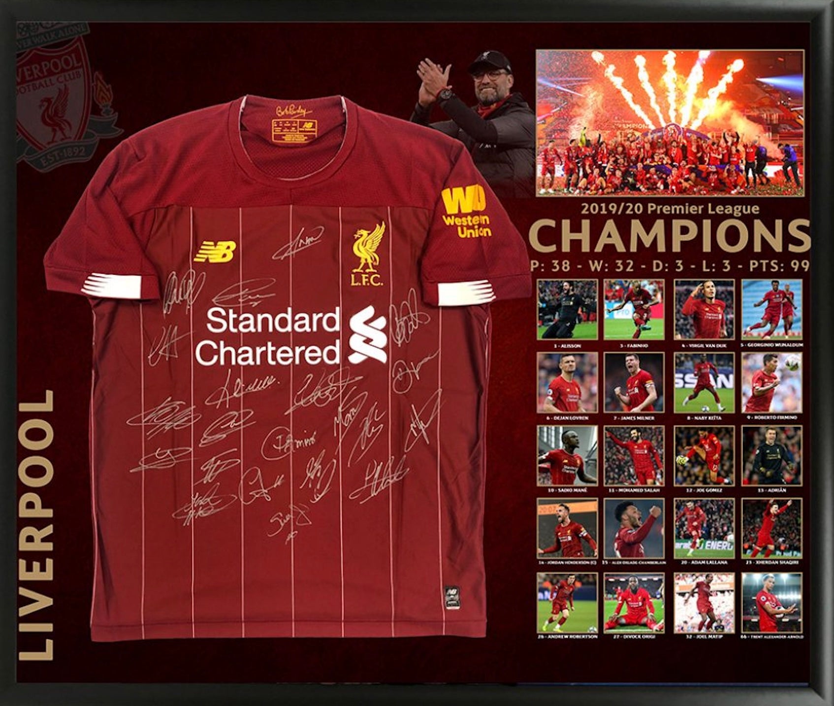 額入り】リバプール 2019-2020 プレミアリーグ 直筆サイン入り 優勝