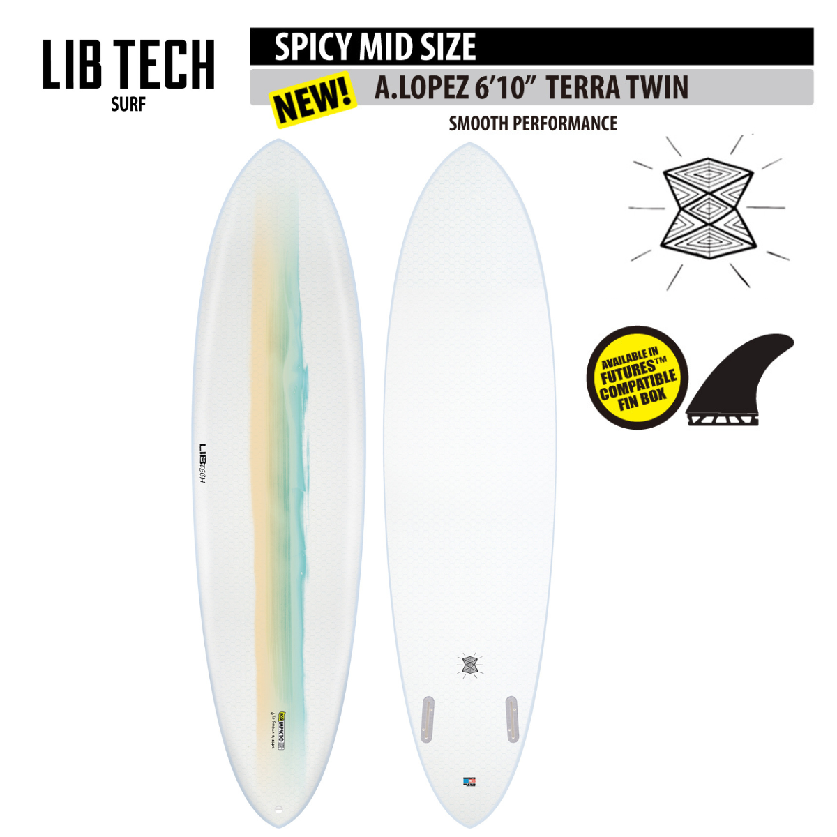 LIBTECH SURFBOARD A.LOPEZ 6'10”(46.0cl) TERRA TWIN/リブテック