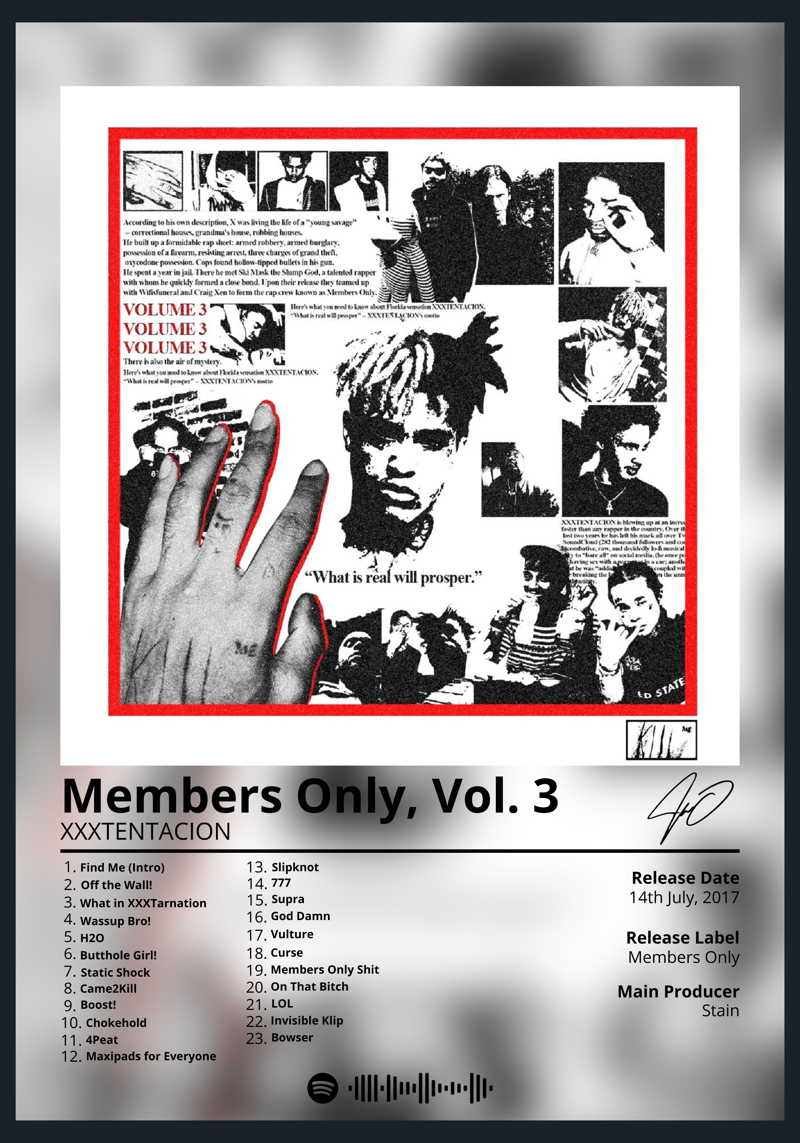 XXXTENTACION - Members Only, Vol. 3 – AlbumPrints