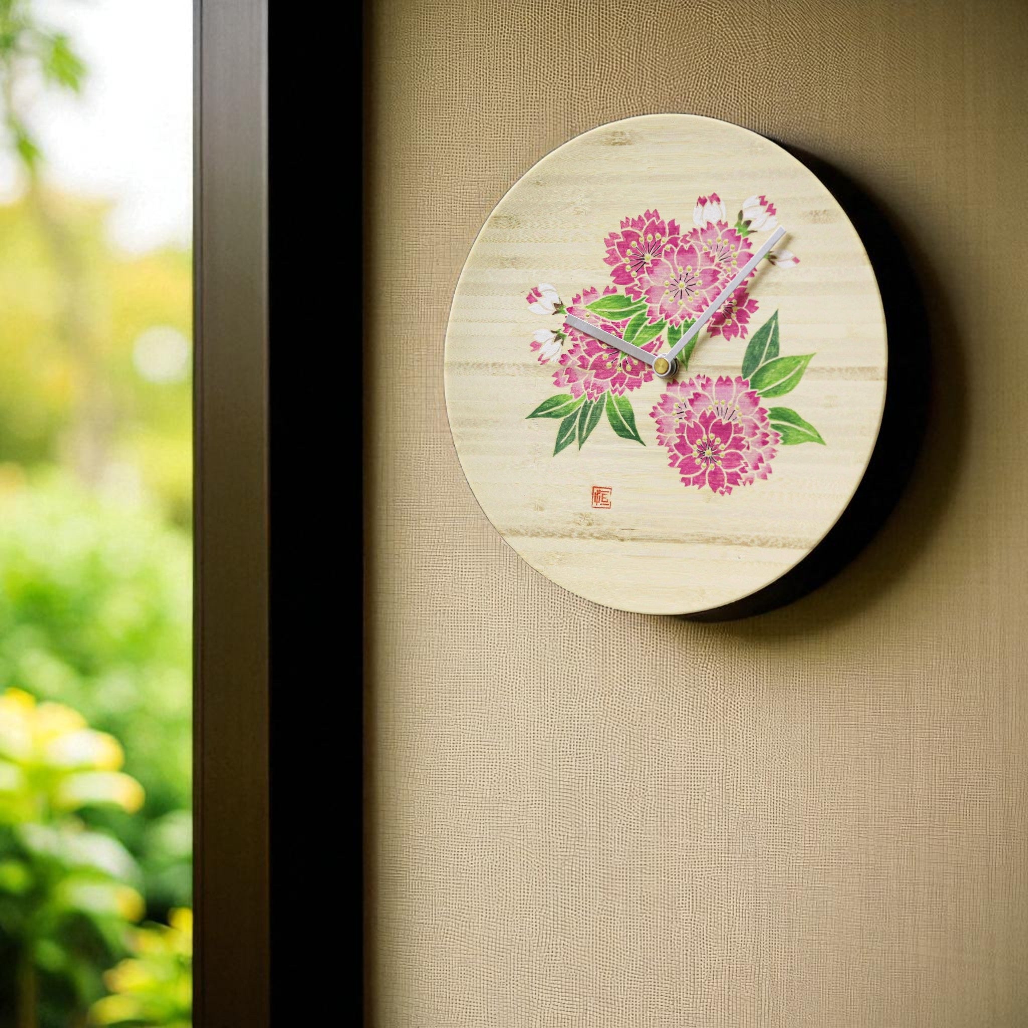 加賀友禅 掛時計 | 手描き木友禅 timeless | 八重桜 | 工房久恒