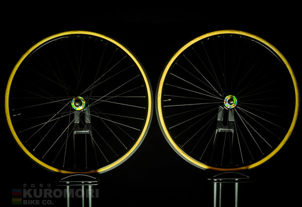 Araya Gold NJS x Dura Ace in custom Black Anodize Track Wheelset
