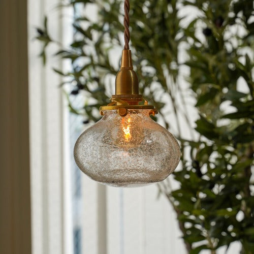 安土草多 ペンダントライト 照明 吹きガラス 球（クラック