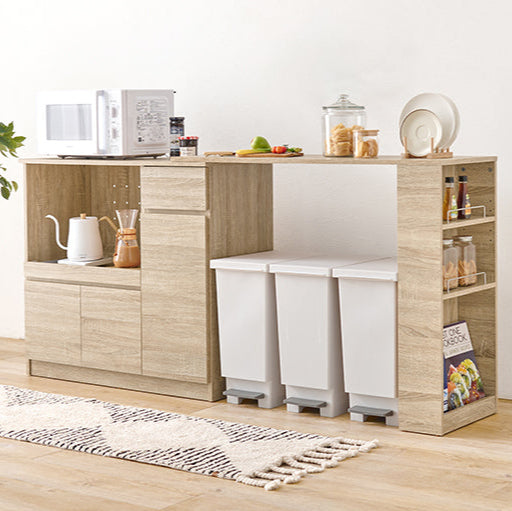 伸縮キッチンカウンター 2点セット 幅104~178 フラット 2口コンセント