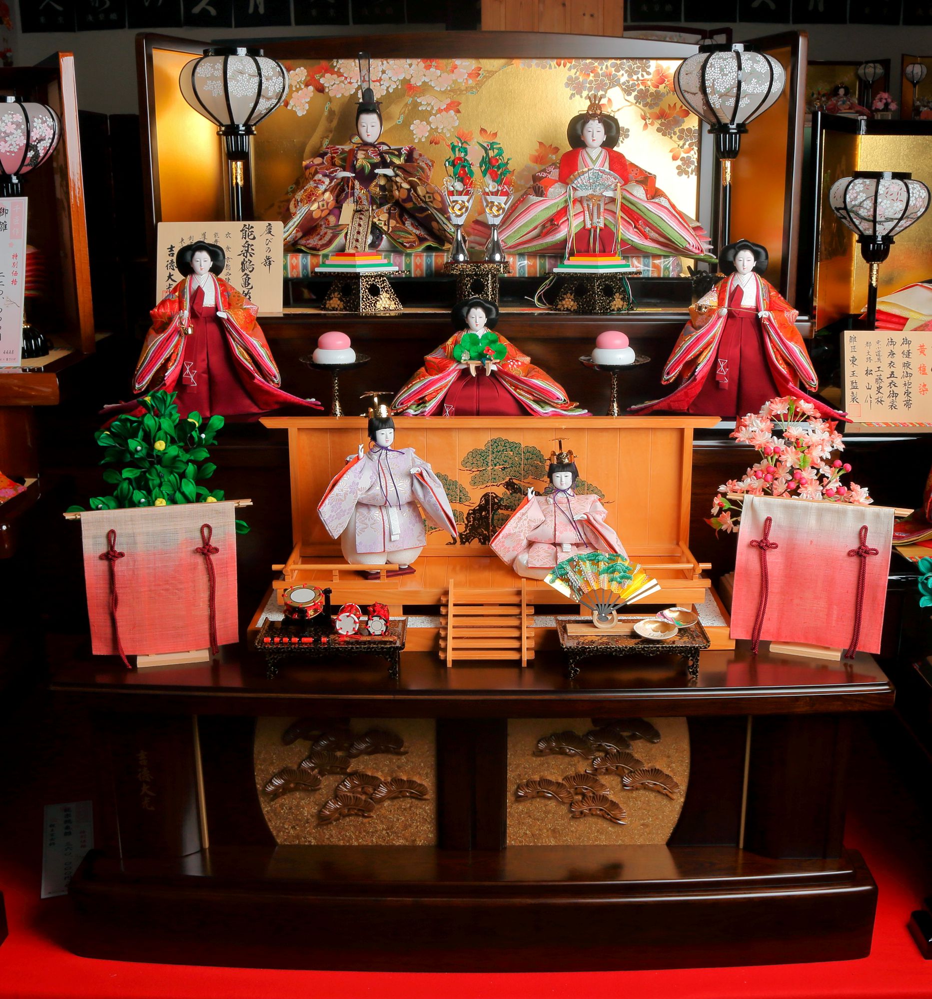 能楽鶴亀雛』京七番親王七寸官女七人飾 | 山形県 鶴岡市の雛人形・五月