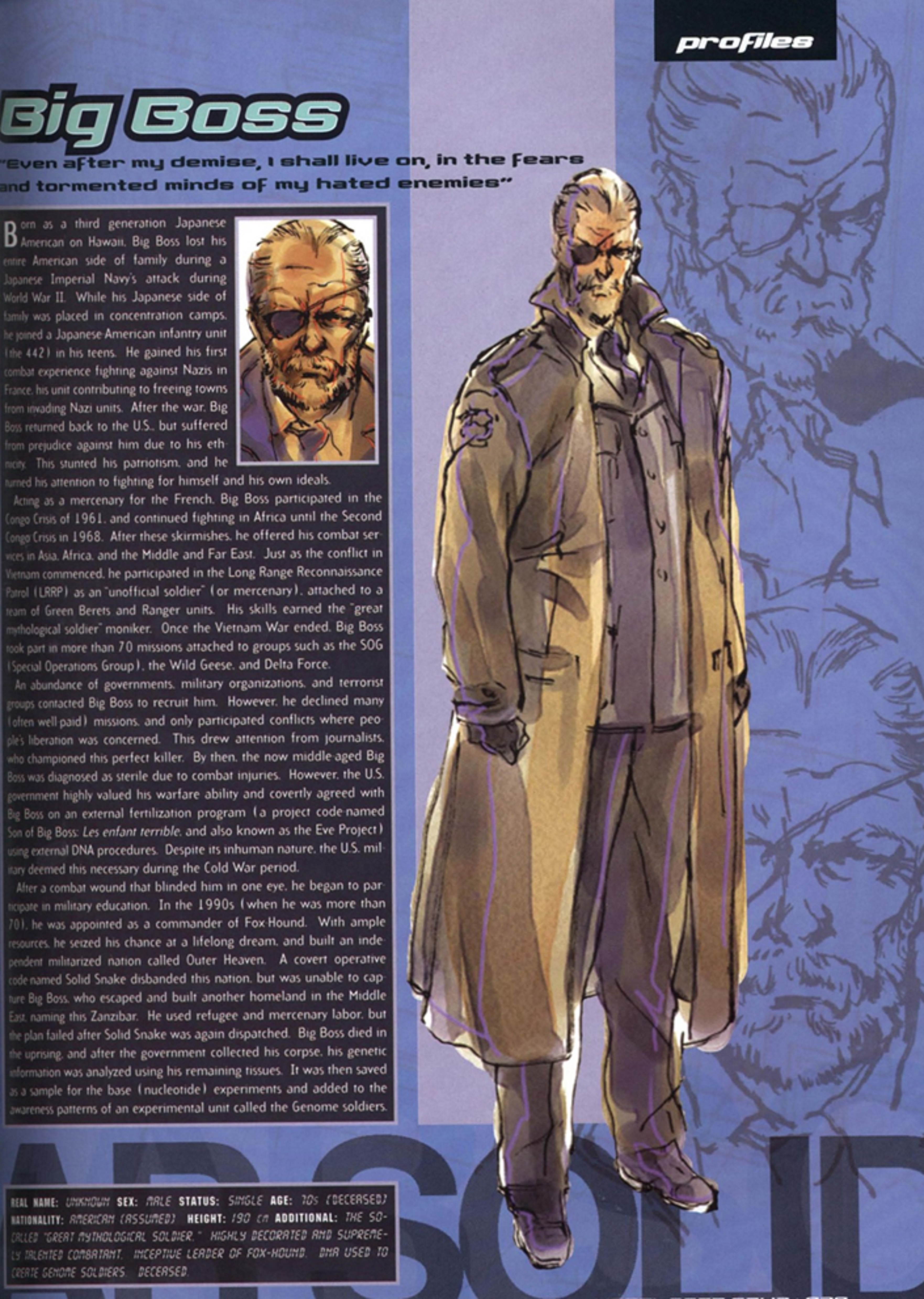 Big Boss' backstory according to the 1998 MGS Mission Handbook : r