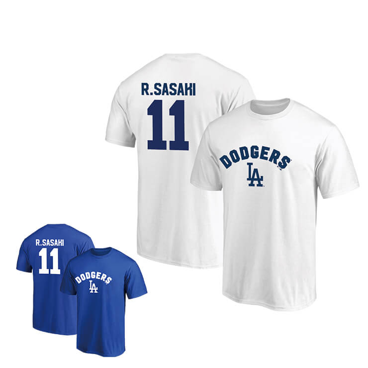 佐々木朗希 ロサンゼルス・ドジャース ジュニア用 Tシャツ 半袖 ネーム