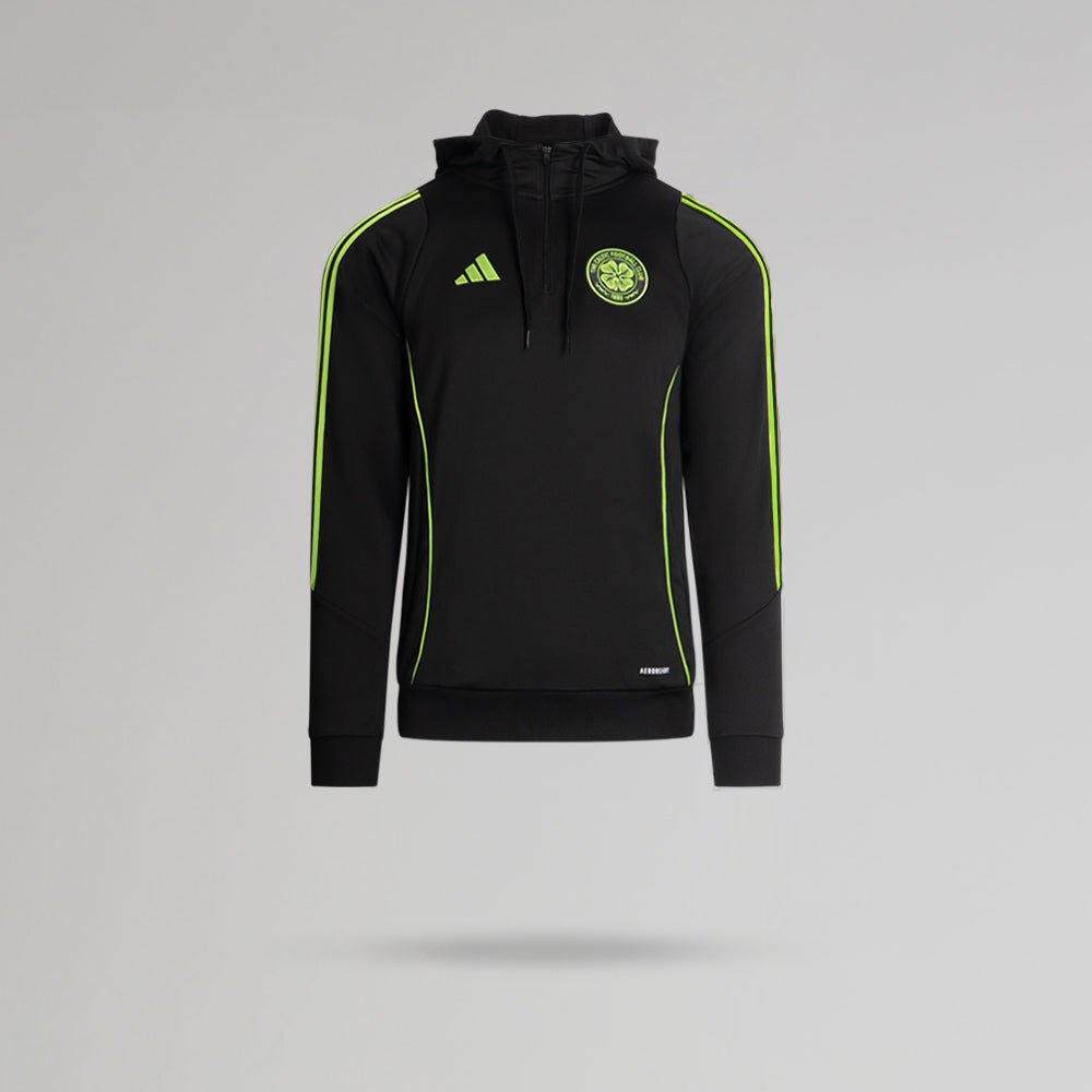 adidas Celtic Junior 2025/26 Black and Neon Green Training Hoodie