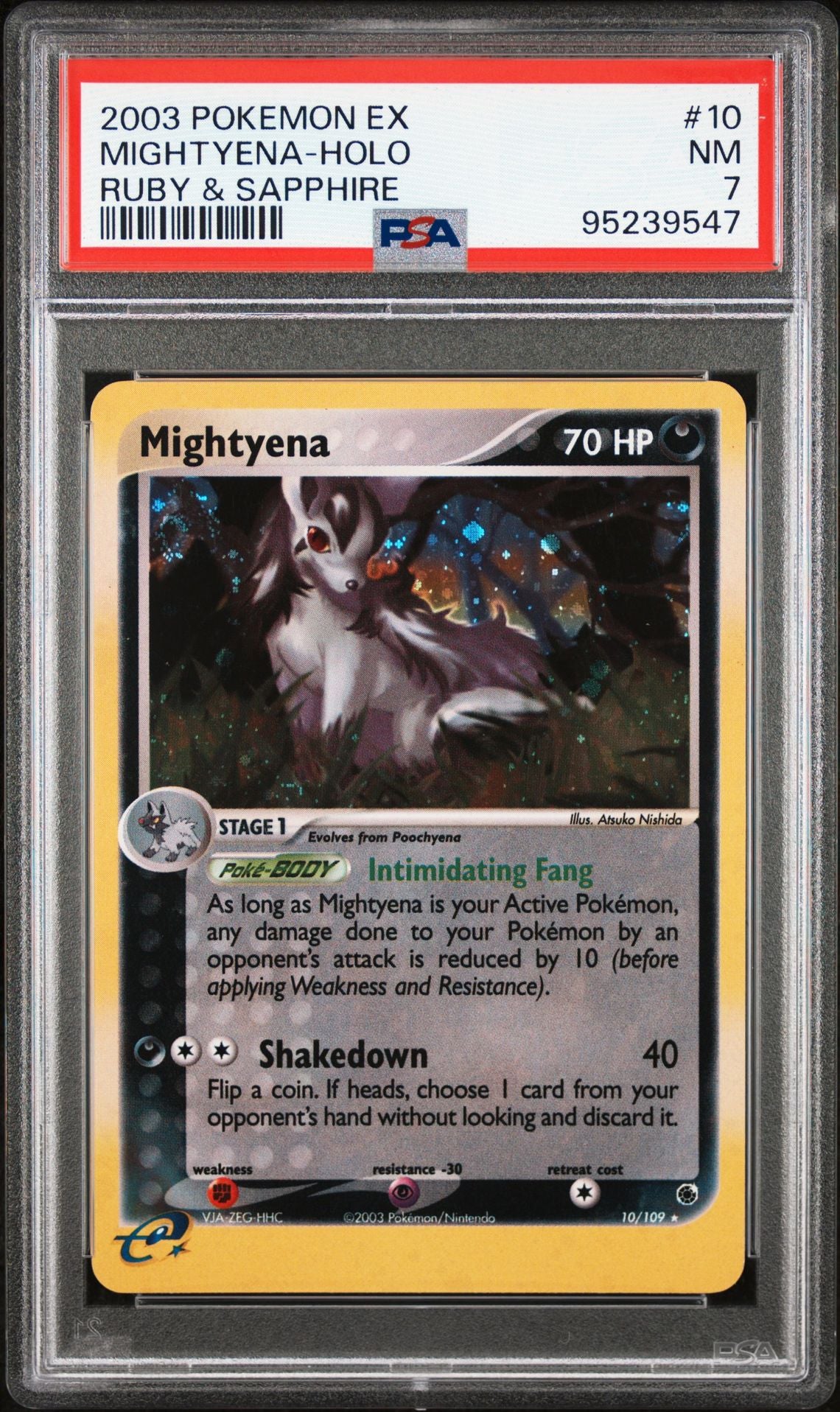 2003 Pokemon Ex Ruby & Sapphire 10 Mightyena-Holo - PSA Graded