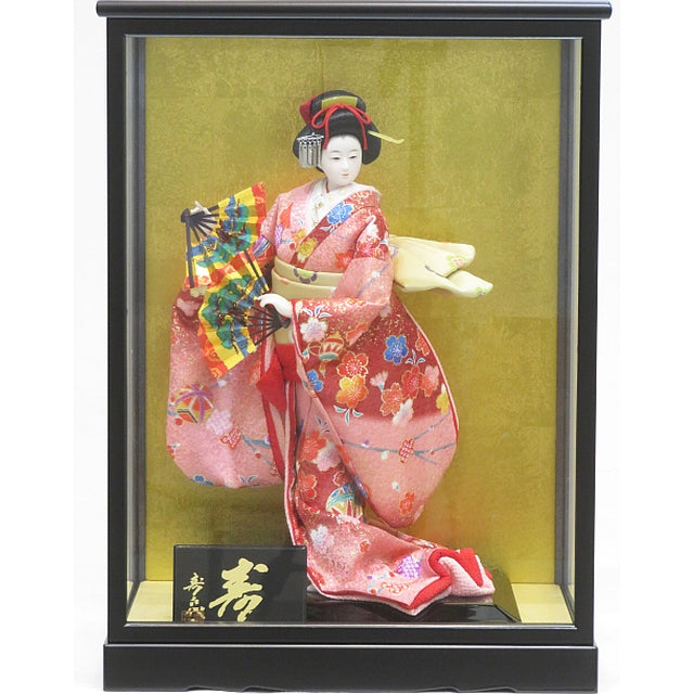 尾山人形 寿 舞扇 6号 ガラスケース入り – スガ人形店