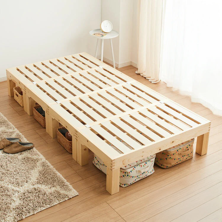 天然木 分割式ベッド シングル パイン材使用 並べて使用・重ねて収納