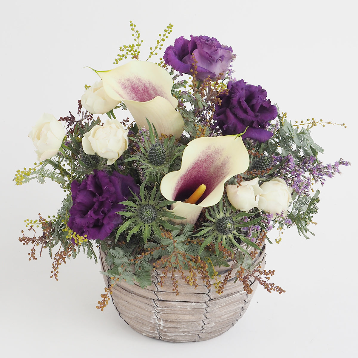 フラワーアレンジ】Mサイズ｜青・紫｜花屋の通販｜ブーケ｜誕生日