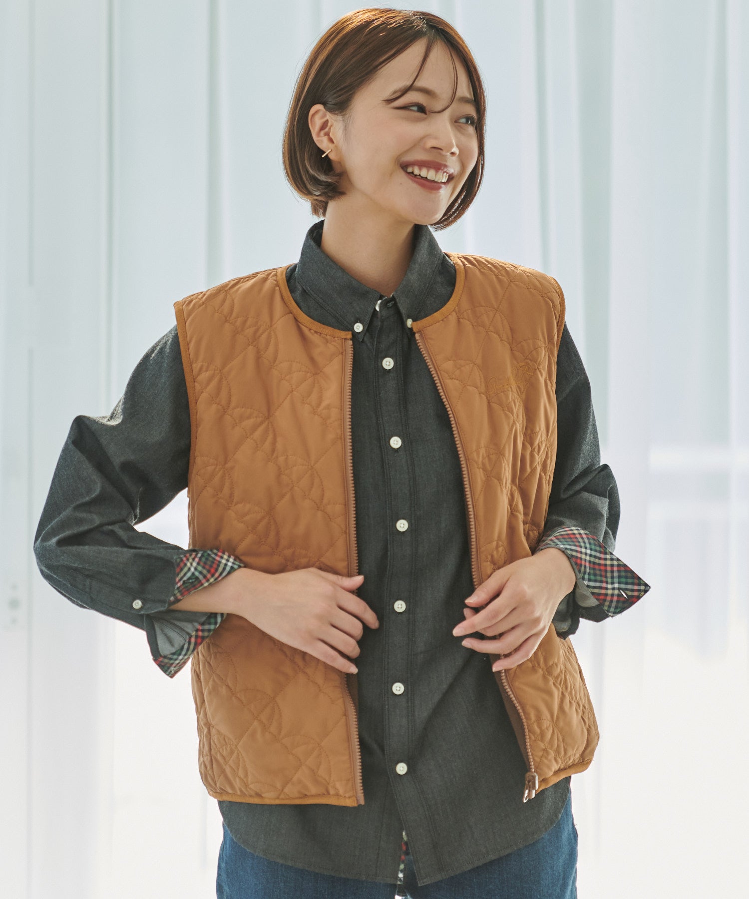 アンブレラキルト リバーシブルベスト（ダウンベスト/レディース