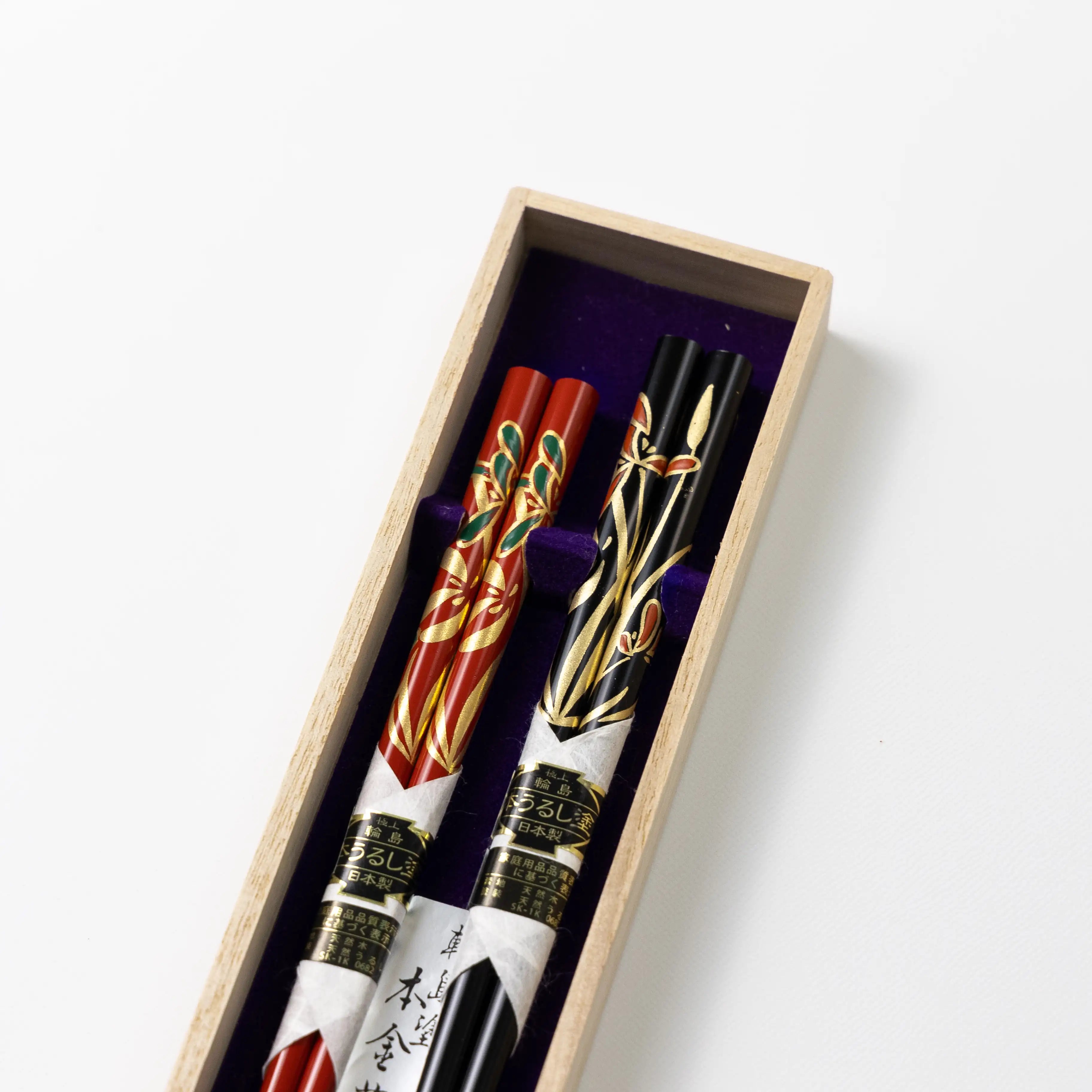 輪島箸本うるし先乾漆 蒔絵らん2膳入箸 – 漆陶舗あらき 輪島塗 九谷焼