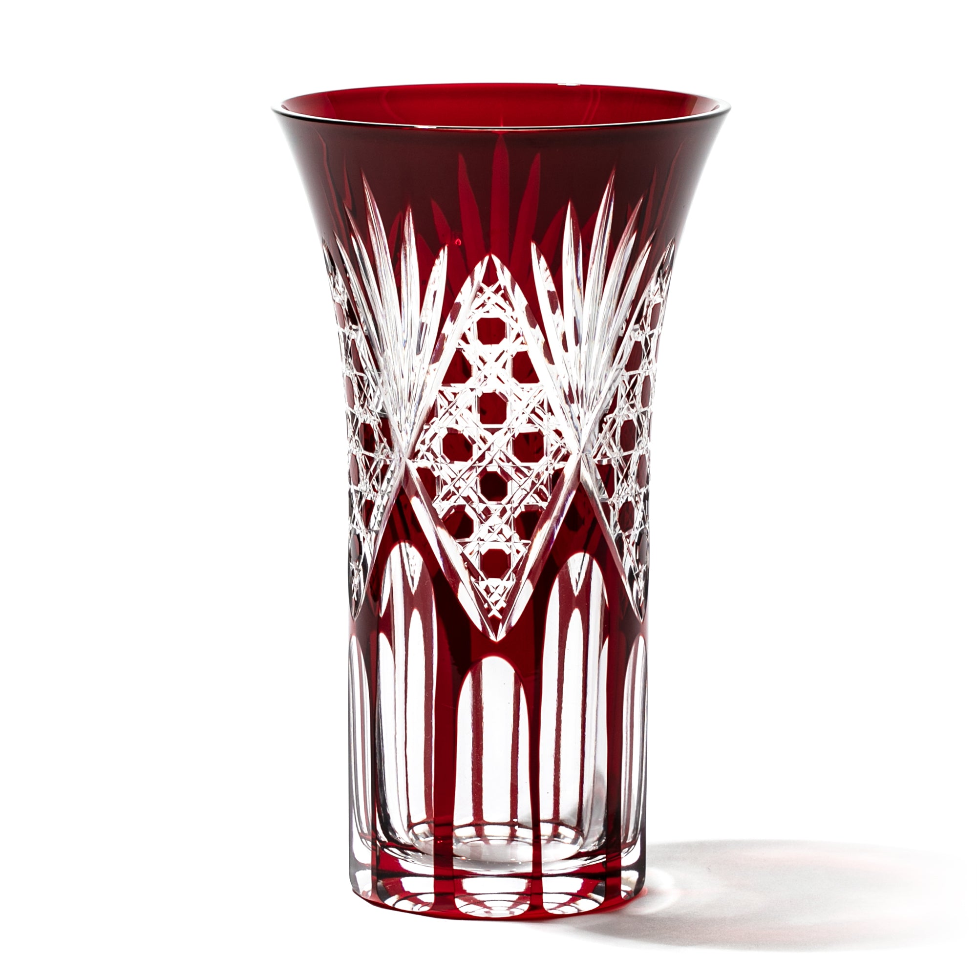 江戸切子 籠目紋 天開花瓶 赤 ｜江戸切子グラスならTABLEAU ONLINE