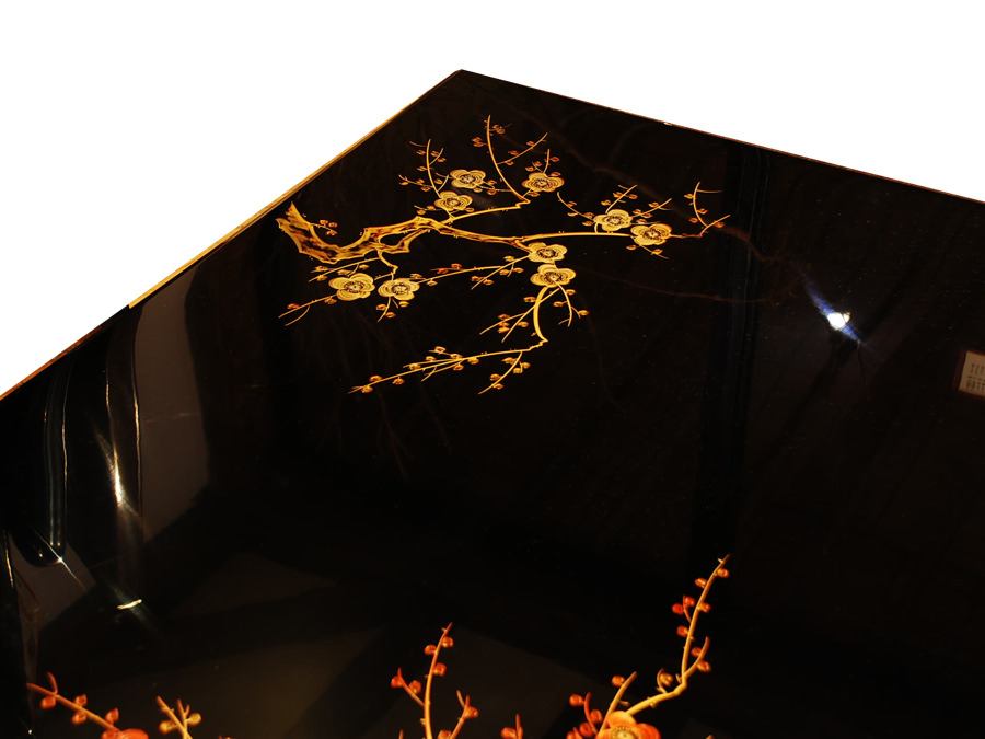 漆 座卓 5尺（150cm）沈金 紅白梅 紅斎作 | 漆プロダクション - HAJIME