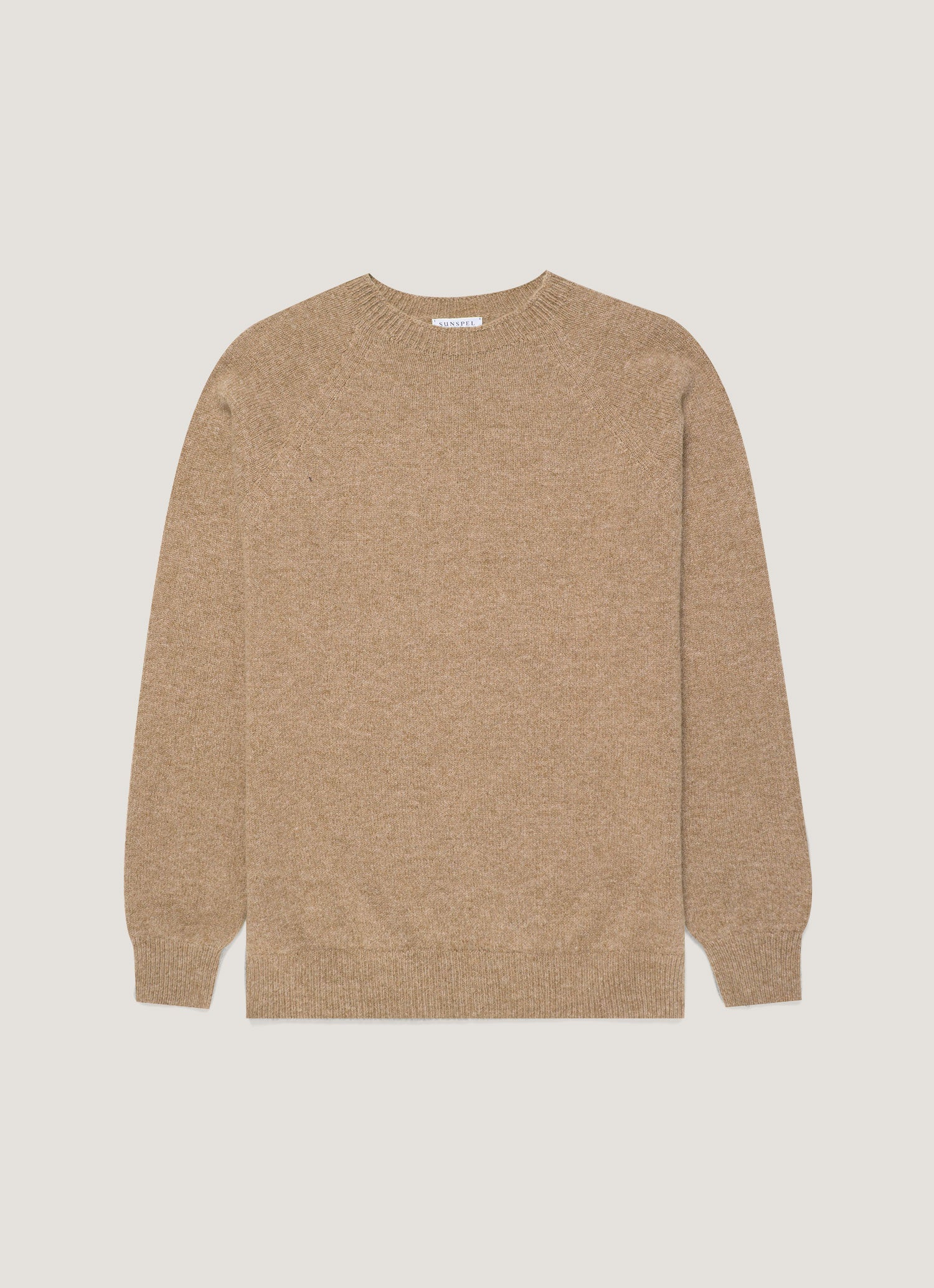 Men's Lambswool Crew Neck Jumper in Sandstone | Sunspel