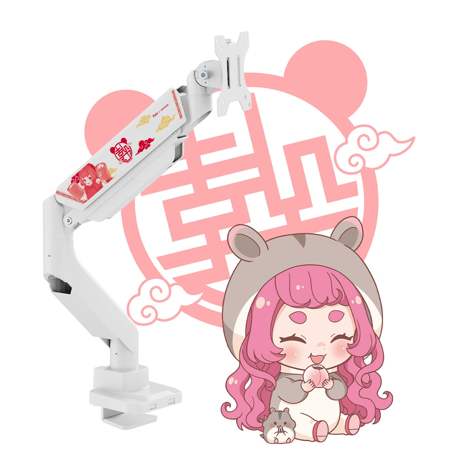 PS2SW まんさやコラボモニターアーム / ホワイト | Pixio