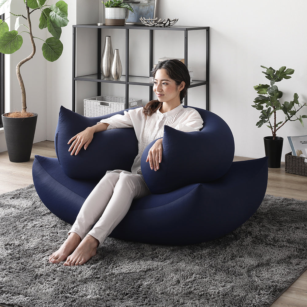 日本製 ビーズクッション 特大＆抱き枕 セット/大きめ＆長方形のビーズ