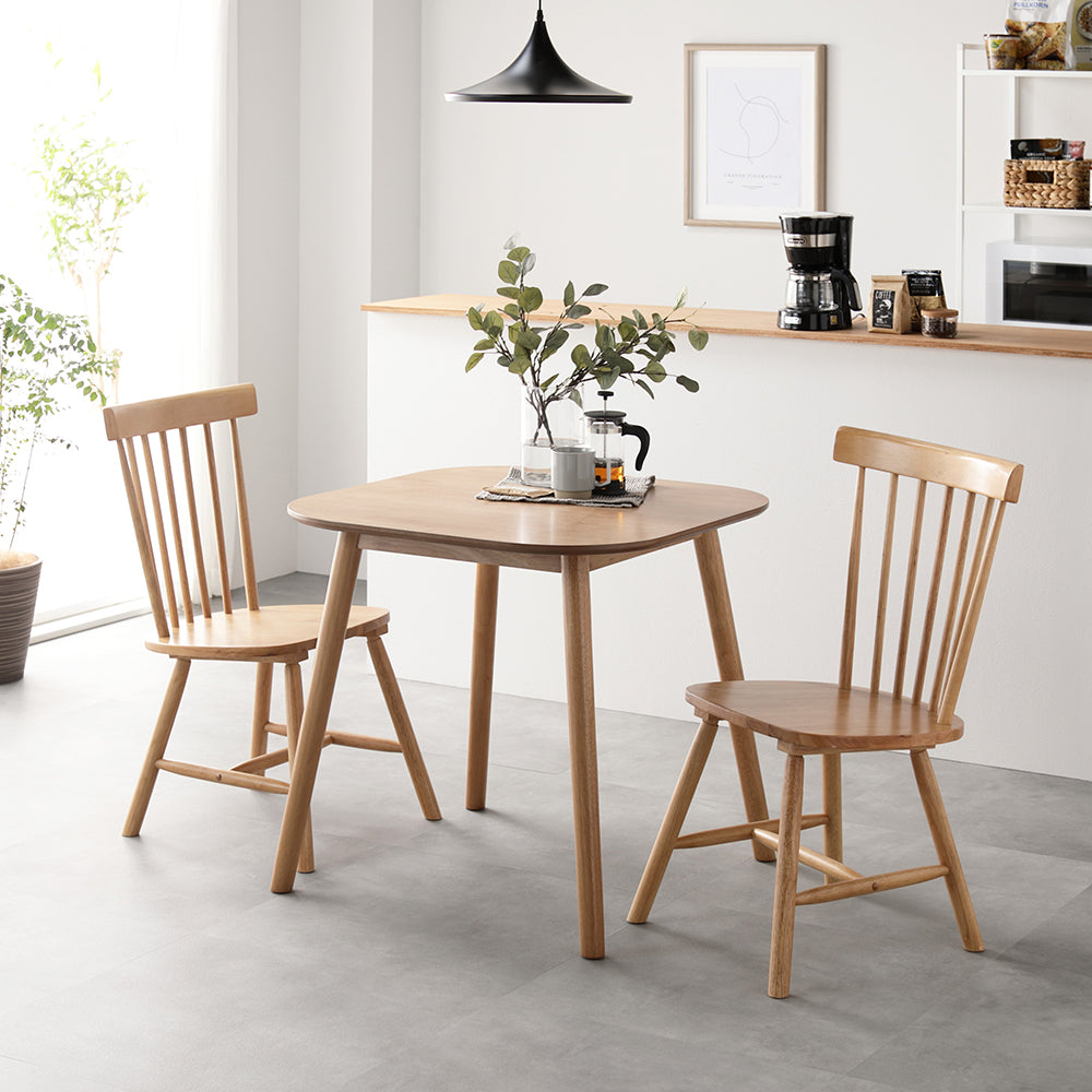 天然木 ウィンザーチェアダイニング3点セット 正方形75×75cm/北欧