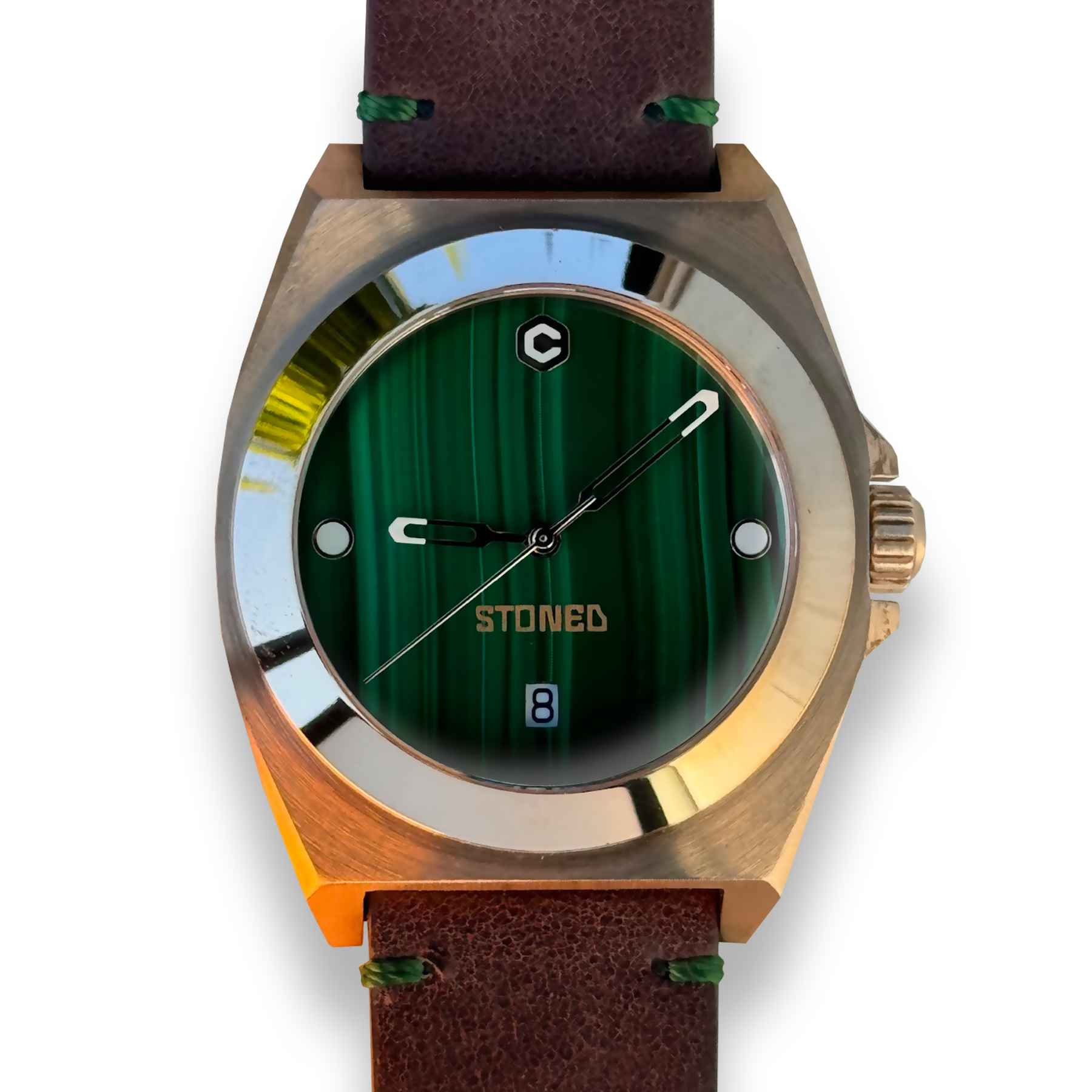 STONED Malachite Gemstone Dial Bronze Automatic Watch core