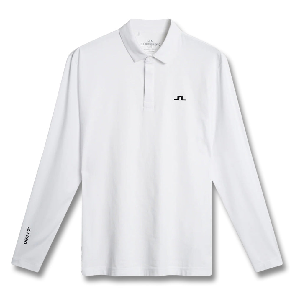 J.Lindeberg Sean Hybrid Longsleeve Golf Polo White - FW25 Men – Golfio