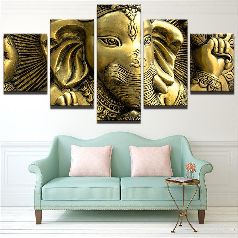 Shop Lord Ganesha Canvas Print Wall Art | Hindu-inspired 5-panel