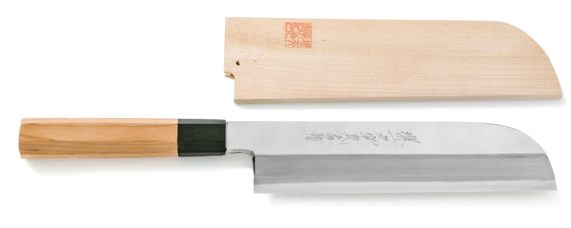 堺吉信作 白鋼 鎌型薄刃 225mm 扑八角柄 堺吉信作 白鋼 鎌型薄刃 225mm