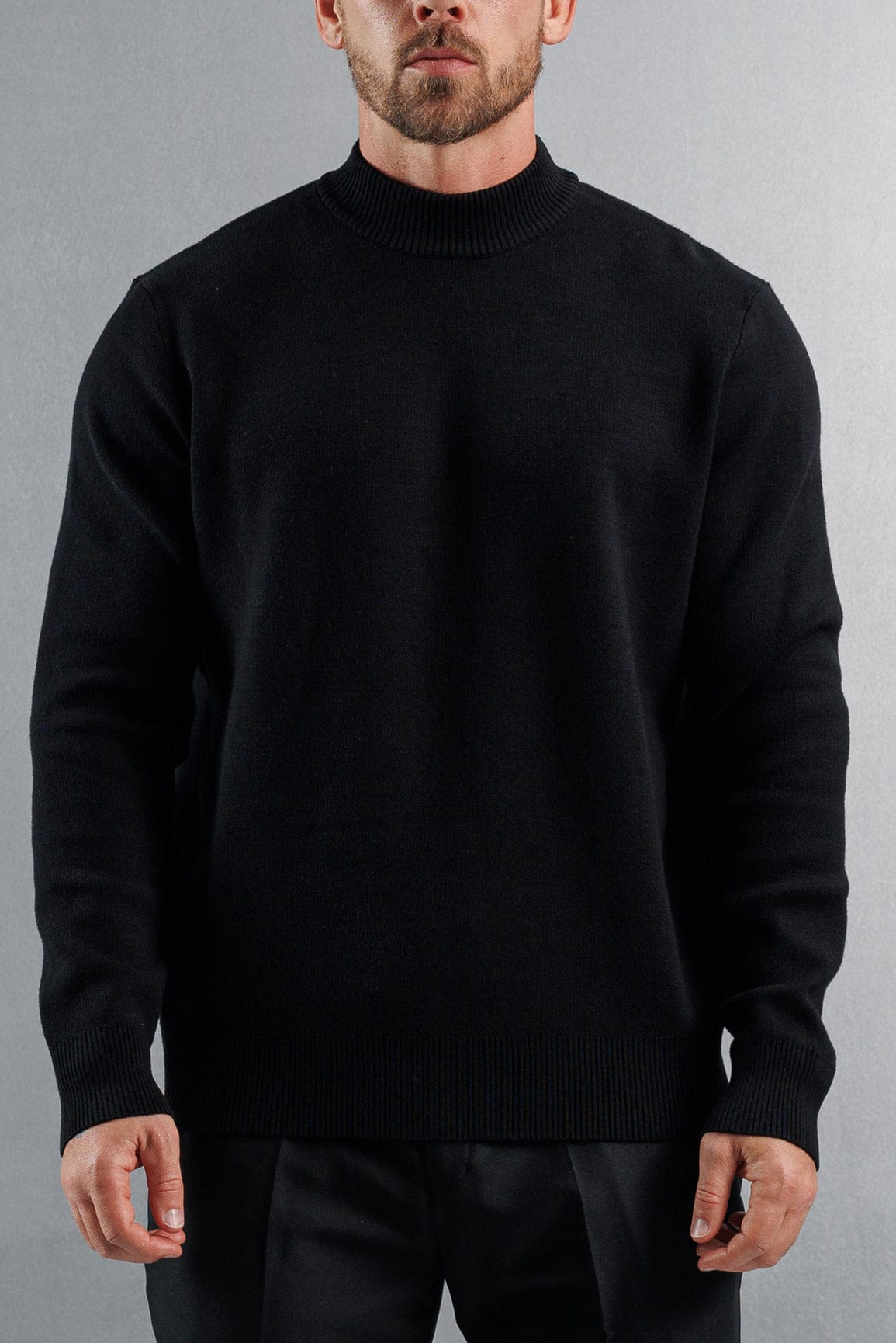 MOCK NECK SWEATER - BLACK – Legend London
