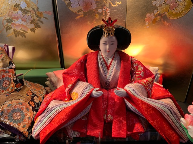 人形の雅びオリジナル 米澤織の雛人形 米澤織金箔会津塗収納BOX飾り