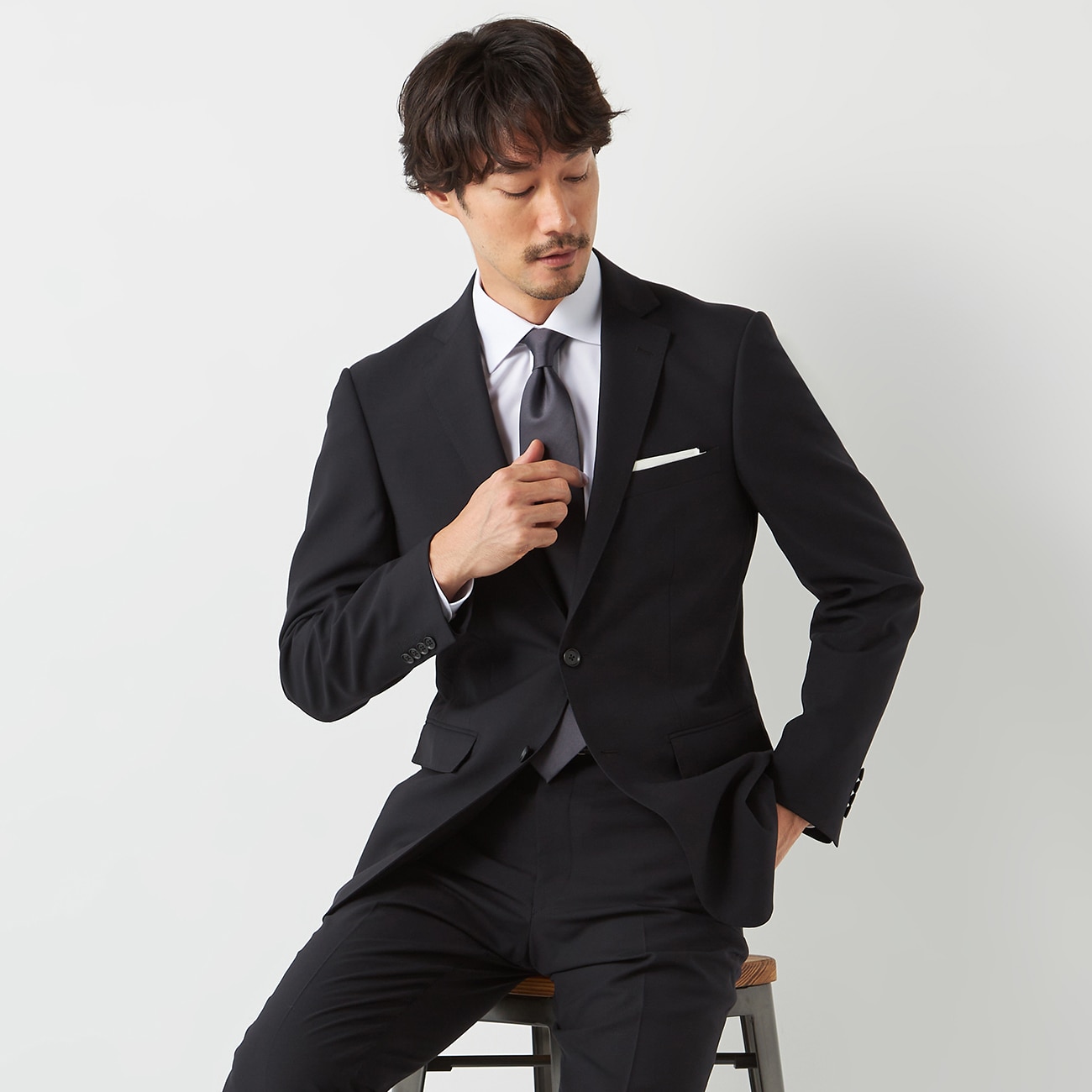 パンツウォッシャブルスーツ 黒無地 10month|O41_82102102 - ORIHICA