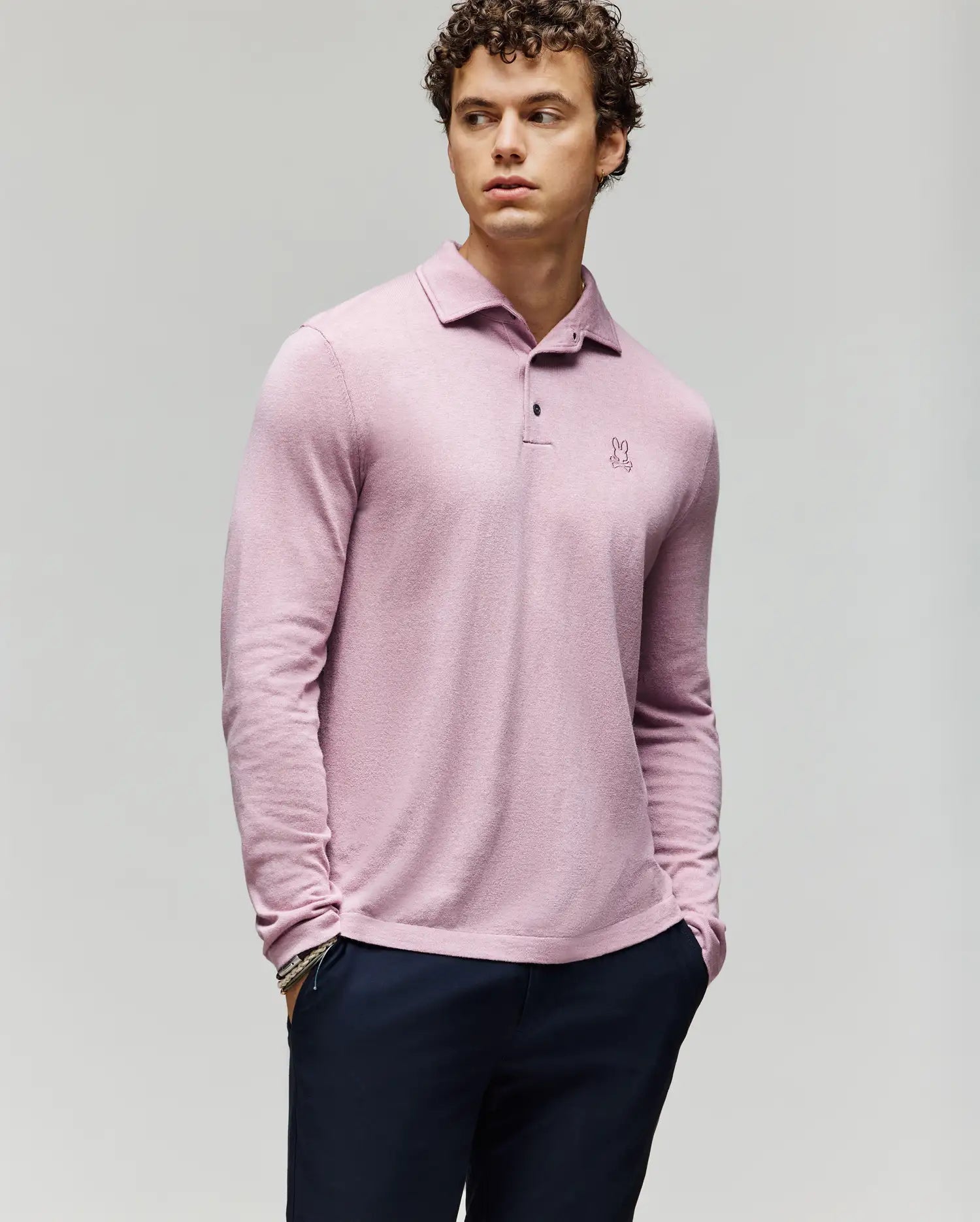 Men's Bradshaw Polo Sweater in Pink | Psycho Bunny