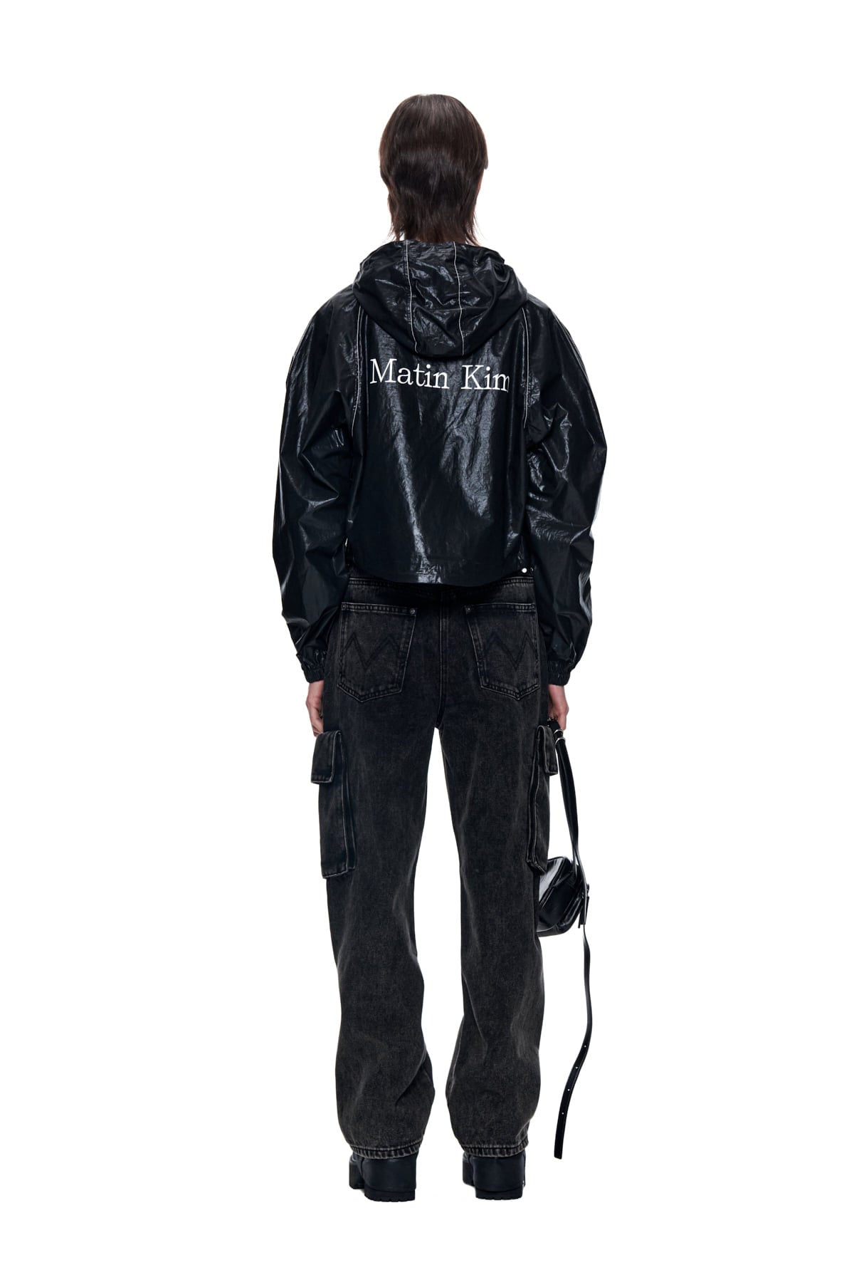 MATIN KIM CROP HOODY COATING JUMPER IN BLACK – SeoulSeoul