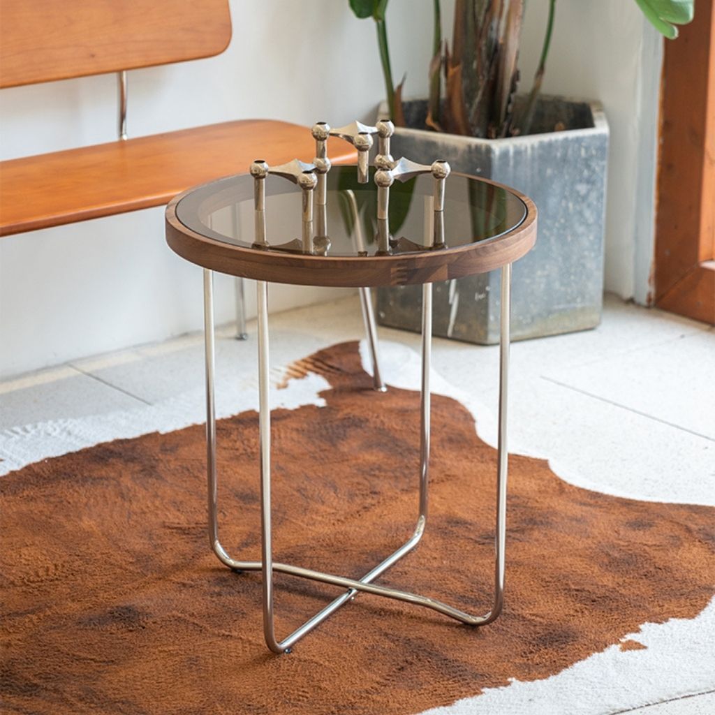 ナチュラルモダンサイドテーブル｜ガラス天板と木製デザイン – 6JOHAN