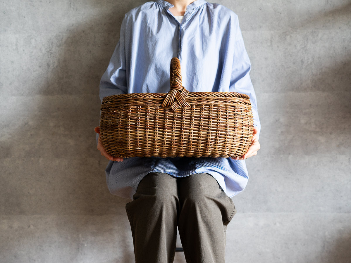 あけび蔓の手編みバスケット パンやお弁当の持ち運びに – 市川籠店