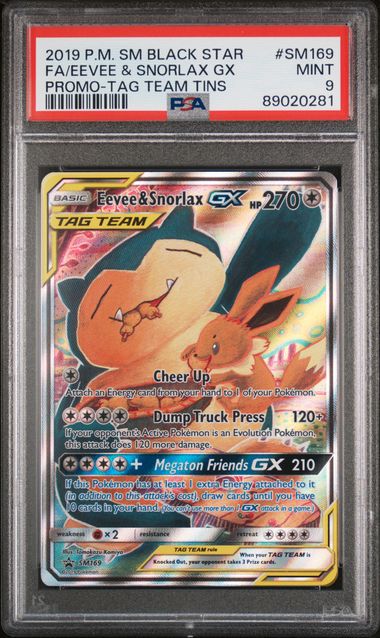 Eevee & Snorlax GX Full Art Tag Team Promo PSA 9 — ThePokeNest