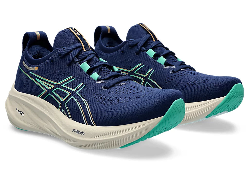 Asics Womens Gel Nimbus 26 Wide - Blue Expanse/Aurora Blue